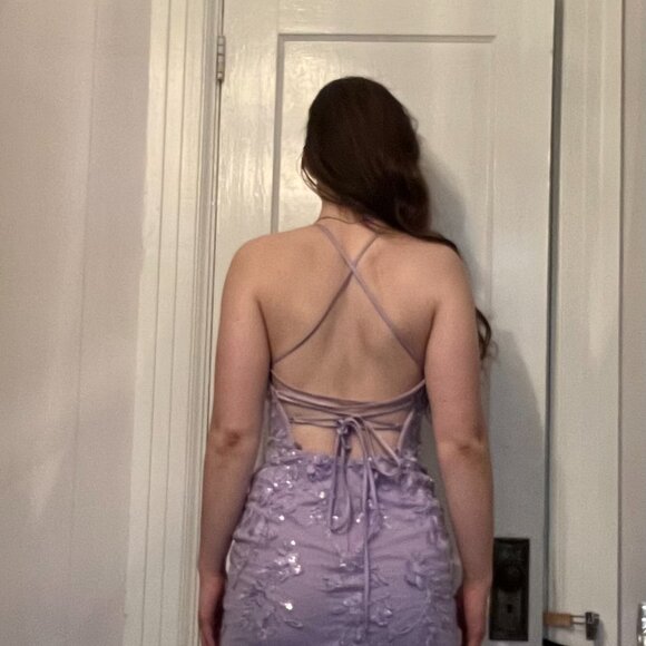 Purple Floral Corset Mermaid Prom Dress - Picture 3 of 3